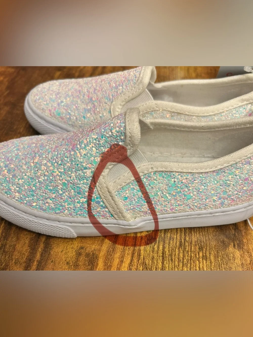 Toddler Madigan Slip-on Glitter Sneakers - Cat & Jack™ White Size 11T FLAWED